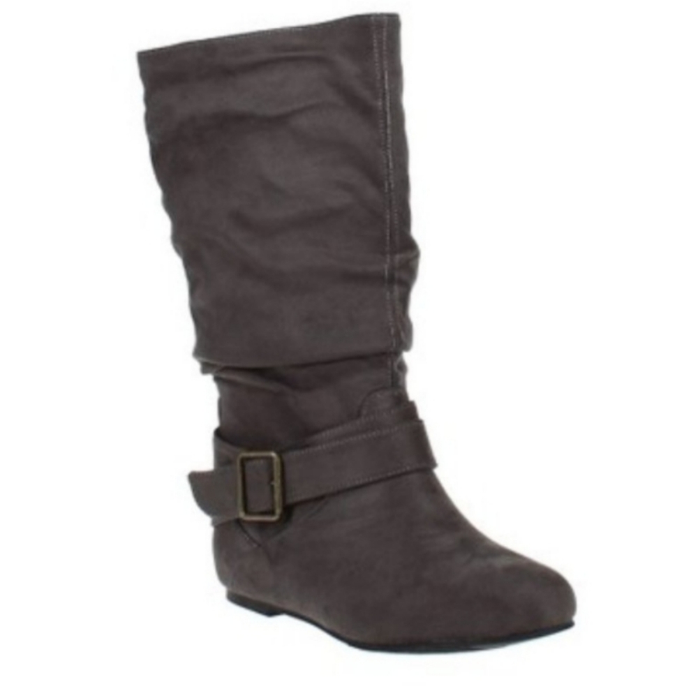 NWT Journee Collection Women's Gray Chely Wide Calf Flat Booties